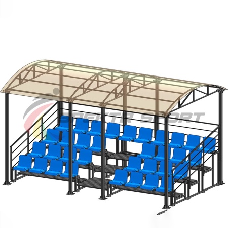 Купить Трибуна для зрителей 4 ряда на 34 места с навесом и перилами в Амурске 